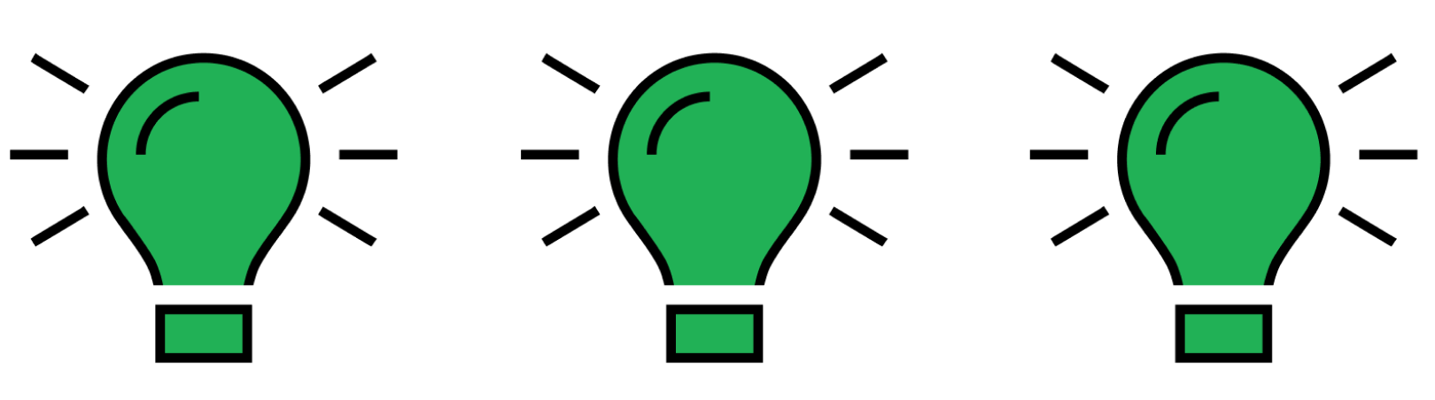 Three green lightbulbs